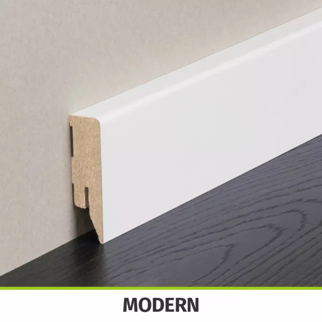 HORI Sockelleiste weiß Fußleiste Modern foliert MDF-Träger 250 cm