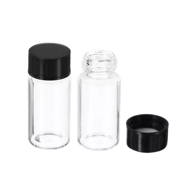 10mL Reagent Glass Storage Bottle 10Pcs Round Plastic Screw Cap Lab Home Clear