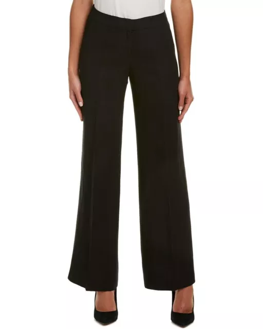 Lafayette 148 New York 163051 Women's Kenmare Linen Wide Pants Black Sz. 38