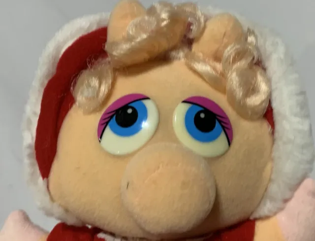 Vintage 1987 Baby Miss Piggy Christmas Plush 10" Jim Henson Muppets Doll