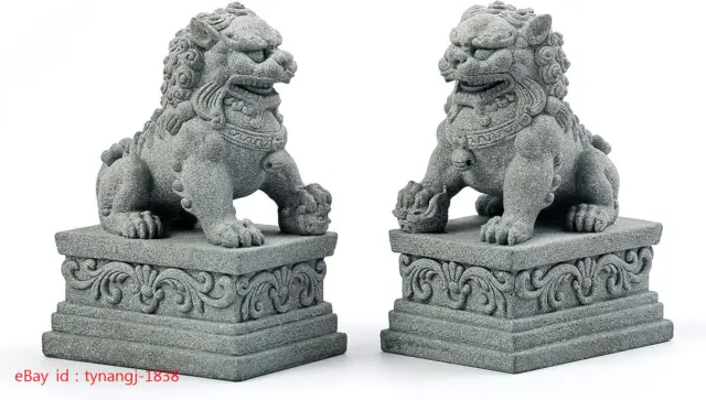 Chinese Foo Dogs Statues Pair Guardian Lion Statues Fu Foo Dogs Stone Statues