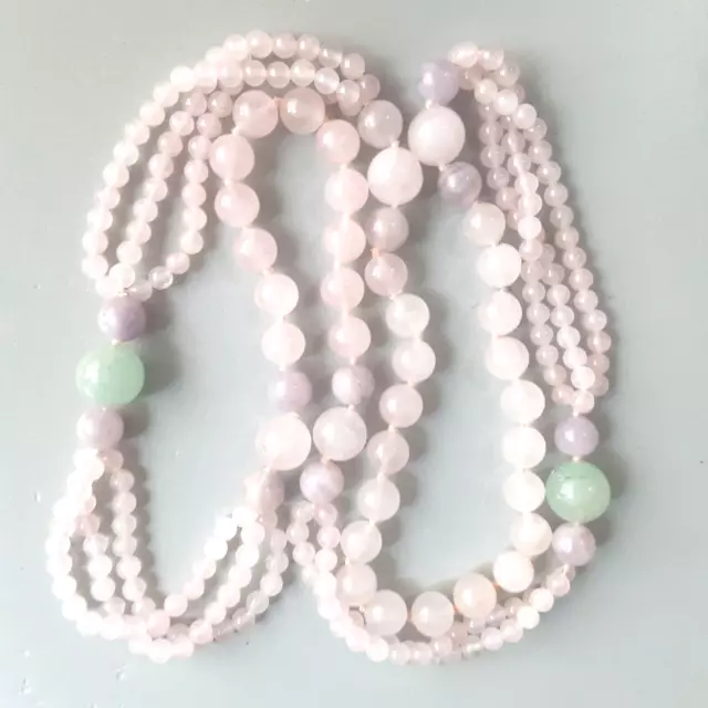 Pink and Green Round Rain Flower Stone Beads, 8mm