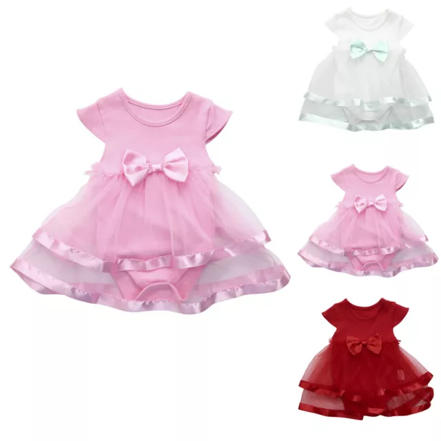 Baby Girls Infant Birthday Tutu Bow Clothes Party Jumpsuit Princess Romper Dress