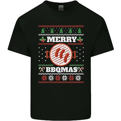 Merry bbqmas Divertente Natale BBQ Natale Da Uomo Cotone T-Shirt Tee Top