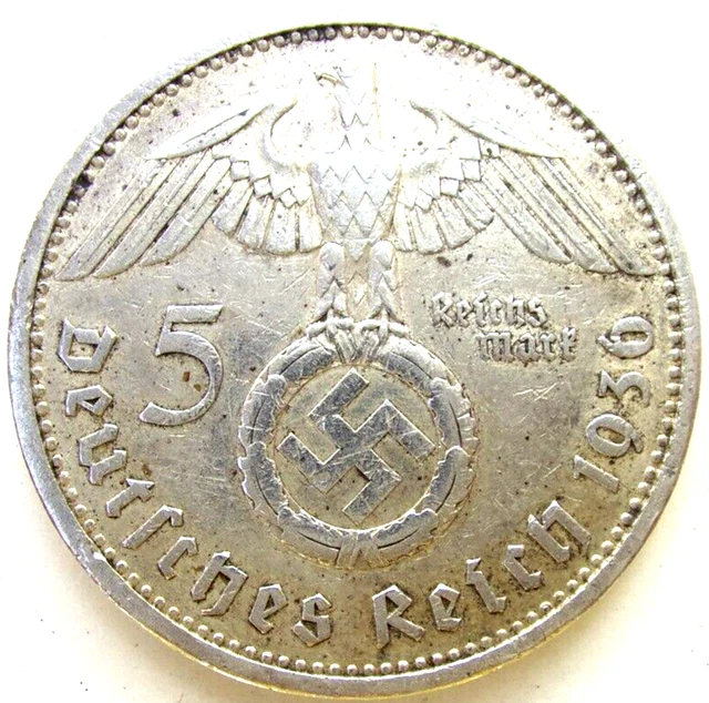 Germany Coin, 5 Reichsmark 1936, Hindenburg, Silver 0.900