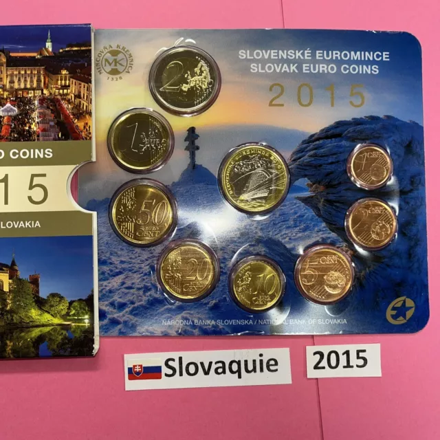 Coffret BU de 8 pièces Slovaquie 2015 de 1 cnt à 2 €   🇸🇰