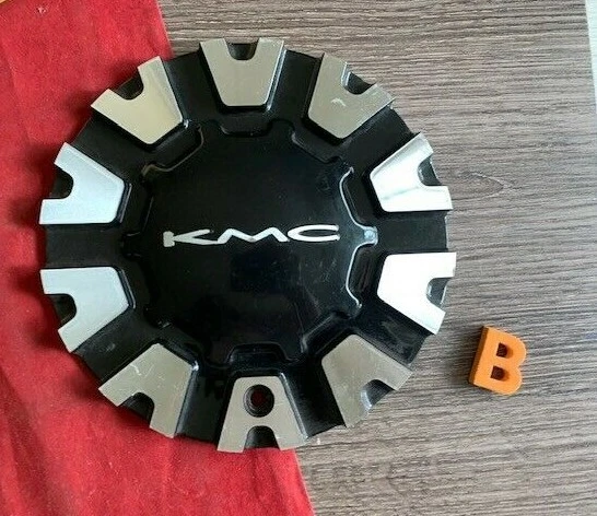 #B 1) KMC Wheels Gloss Black/Silver Wheel Center Hub Cap for 5/6Lug KM681 Nerve