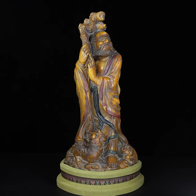 Chinese Exquisite Handmade Arhat Carving Shoushan Stone Statue