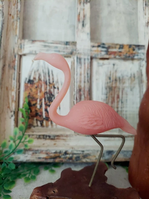 Vintage John Perry Pink Flamingo On Burl Wood Sculpture Florida Decor Leg Up