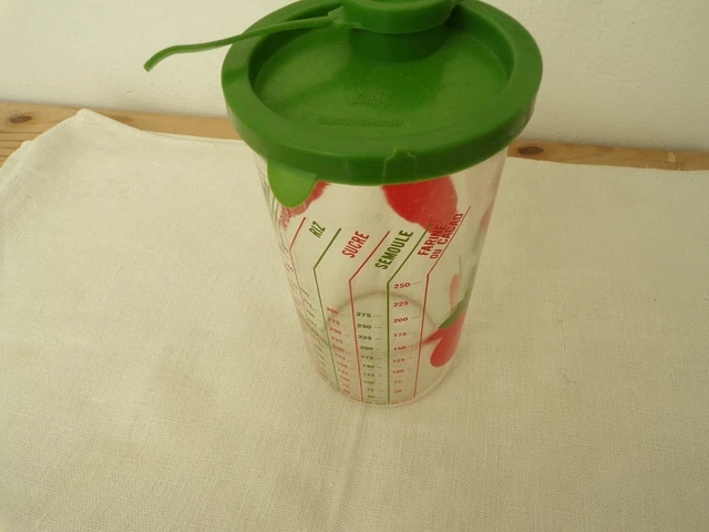 Distributeur / Sucrier Vintage Henkel, Motif Pommes Rouges, 660 Ml, Hauteur 18 Cm