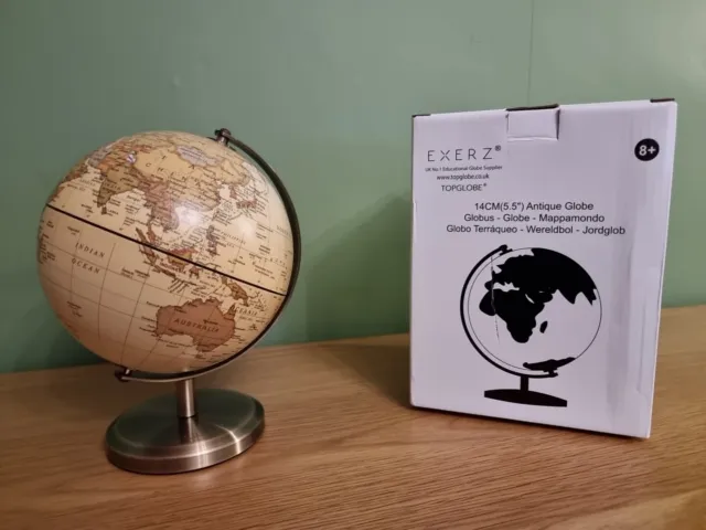 Exerz 14cm World Globe Mini Antique Globe - Educational/ Geographic/ Modern