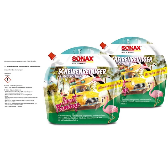 SONAX 2x 3 L PULITORE DISCHI PRONTO ALL'USO SWEET FLAMINGO ACQUA TERGICRISTALLO ESTATE