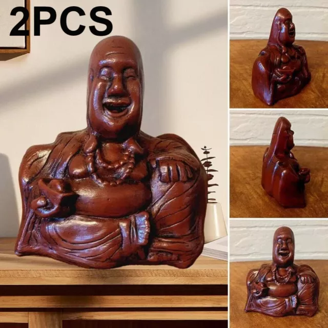 2PCS The Buddha Flip ,Buddha Ornament,Middle Finger Laughing Buddha Statue Decor