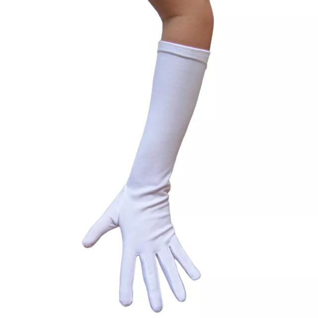 Long Elbow Length White Costume Gloves ~ HALLOWEEN THEATRICAL PROM DANCE PARTY