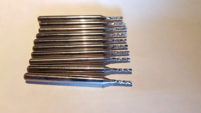 10 PIECE USA MADE 1.27 mm(.0500") CARBIDE DIAMOND CUT FLUTE ROUTER