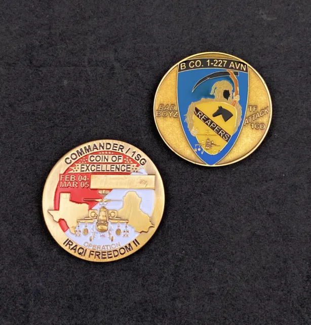 🌟1st Cavalry 227th Aviation 1-227 AVN Bravo Reapers AH-64 Apache Challenge Coin