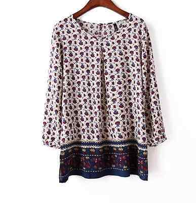 Indienne Ethnique Brodé Floral Boho Hippy Festival Court Haut Bleu Vert Marron 