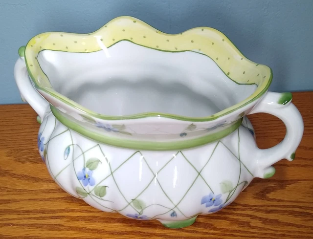 Andrea by Sadek 2 Handle Oval Bowl Planter 9" x 5" VIOLETS