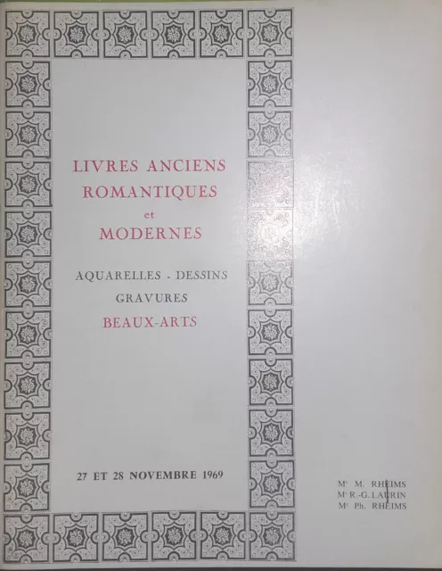 1969 Catalogue de Vente Drouot LIVRES ANCIENS ROMANTIQUES ET MODERNES