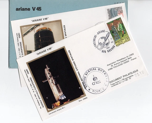 ARIANE V45 KOUROU CNES Space covers REQUEST YOUR MISSING CNES COVERS SETS