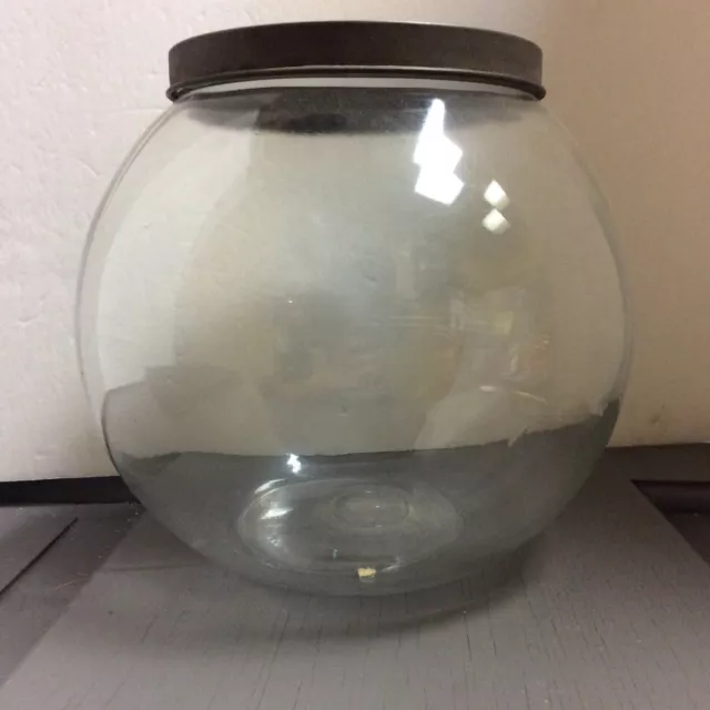 Vintage Hoosier glass cabinet Jar rope edge with lid and scoop.