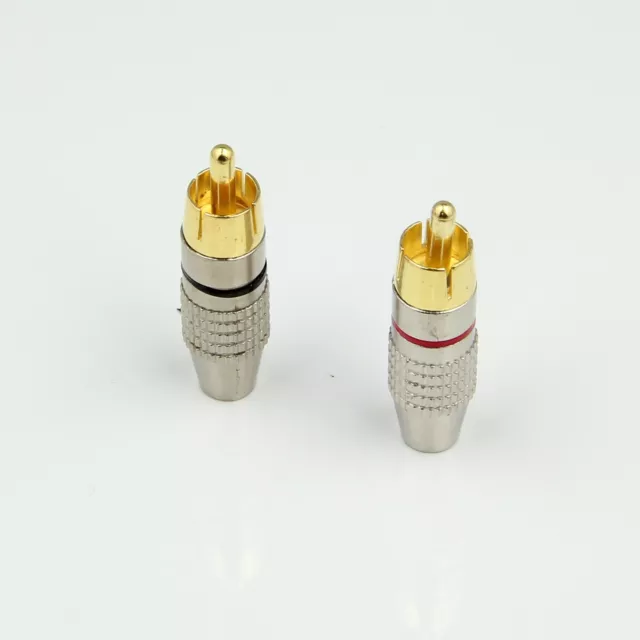 (Pack of 2) RCA Phono Male Non-Solder Solderless Connector Adapter Plug Terminal