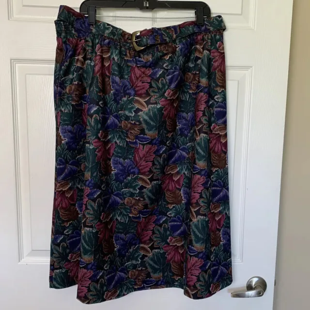 Vintage Wentworth Women 36 Gallery Autumn Leaves Skirt Union Made USA Polyester