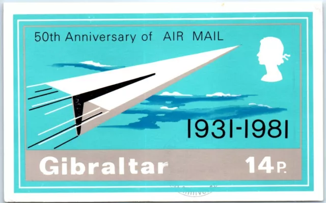 Postcard - 50th Anniversary of Air Mail (1931-1981), 14P - Gibraltar
