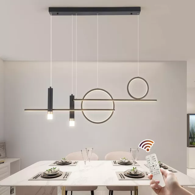 Modern LED Linear Chandelier Dimmable Pendant Light for Kitchen Dining Room 50W