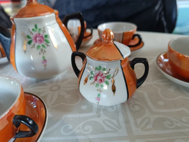 ANCIENNE DINETTE EN PORCELAINE BOITE D'ORIGINE - DECOR FLORAL - VINTAGE