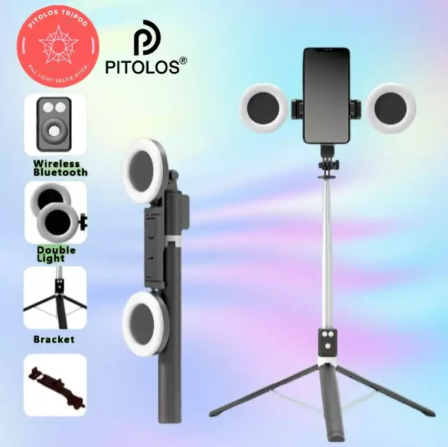 Bluetooth remote control, selfie stick, dual light, beauty shrinkage, mobile pho