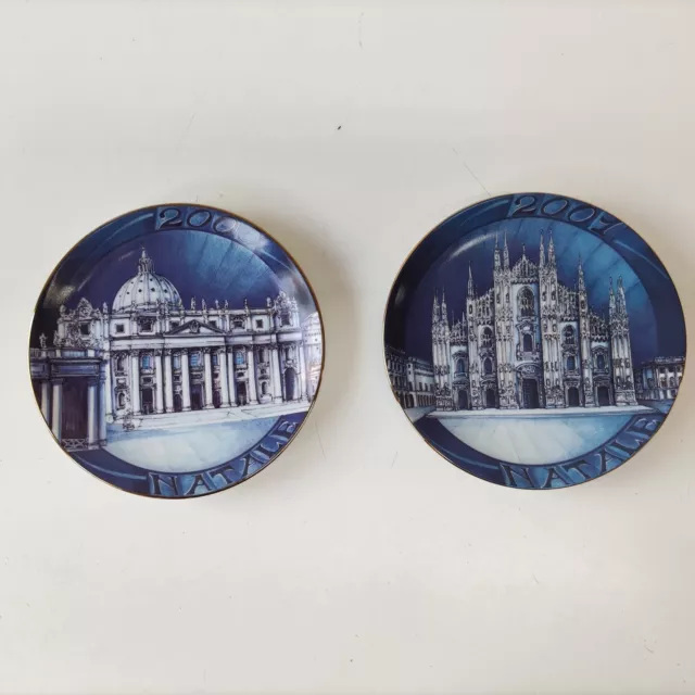 Set 2 Piatti Le Basiliche D'italia  Duomo Di Milano Basilica Di San Pietro Roma