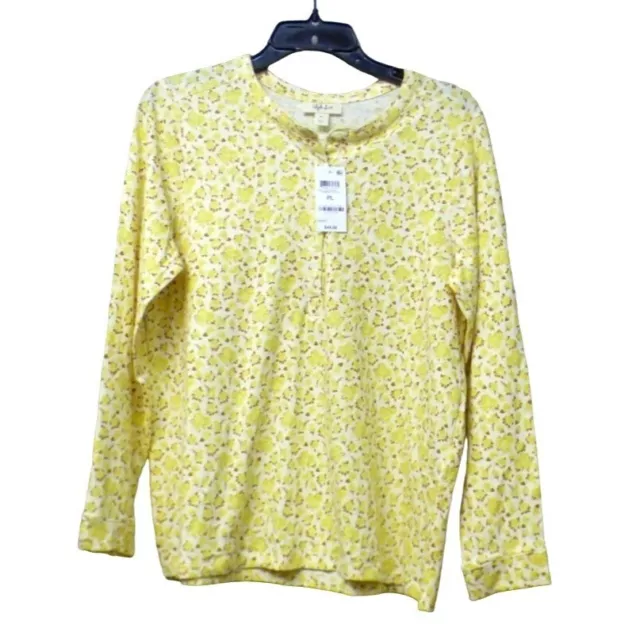 Style & Co Petite Printed Cotton Knit Top, Sunbeam Yellow, PL 2