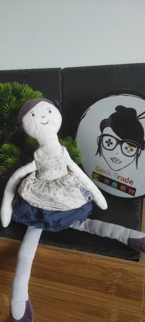 Doudou Moulin Roty Aimé Céleste - Poupée Violet/gris, Robe étoiles Bleues (occasion)
