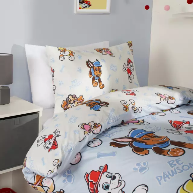 Paw Patrol Duvet Quilt Cover Set Dog Reversible Pillowcase Bedding Single Blue