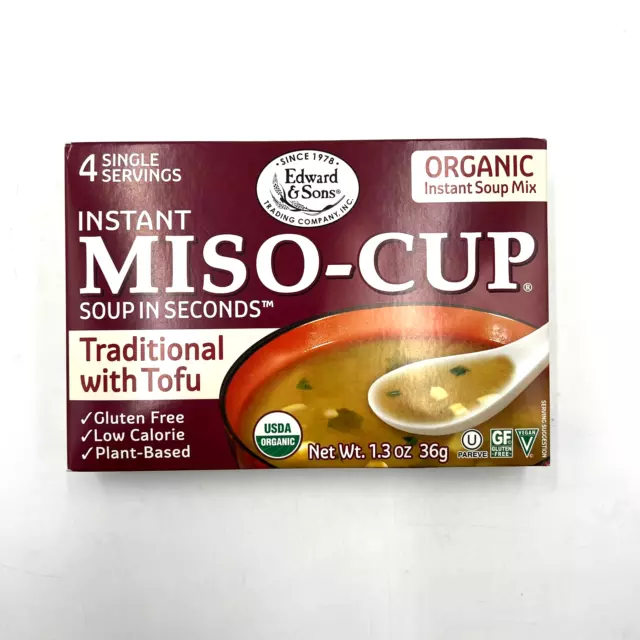 Edward & Sons Instant Miso Cup Soup Organic Traditional Tofu Four 1.3oz Packets