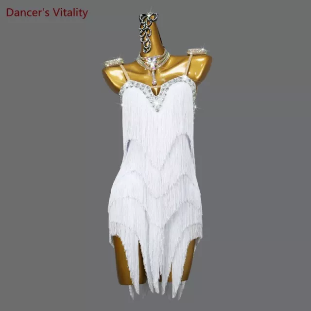 Latin Dance Tassel Dress Latin Practice Dresses Clothing Latin Fringe Skirt