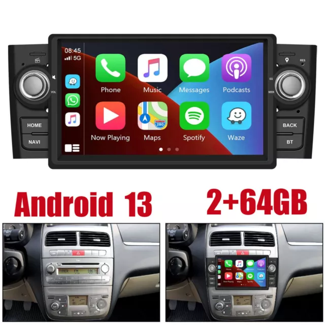 2+64GB 7" Autoradio Für Fiat Linea Grande Punto 2007-2012 Carplay GPS Navi Wifi