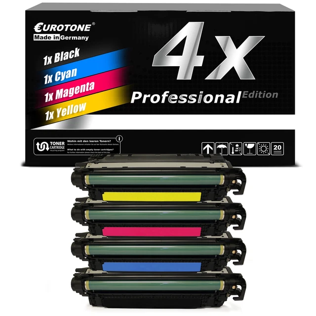 Lot De 4 Cartouches Toner Noir Eurotone, Compatibles HP LaserJet Enterprise M-750, CP-5525 - Neuf