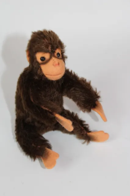 Steiff kleiner Affe Schimpanse Jocko mit Knopf 60er Jahre ca 8 cm sitzend