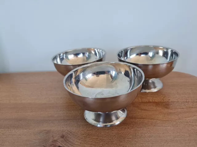 Vintage Set 3 Sundae Cup Dishes Stainless Steel Sunnex Retro