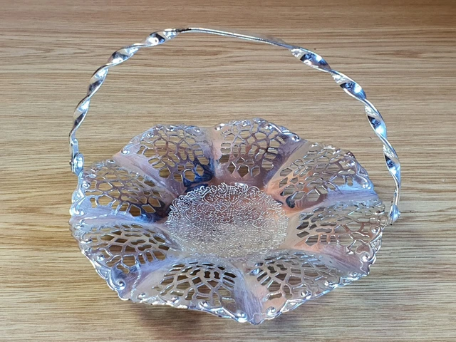 silver plated server / bon bon dish with foldable handle