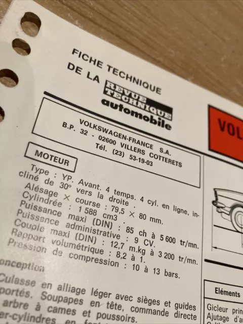 Fiche technique automobile Volkswagen Passat GLS TS 1980 VW édition 1982 RTA 2