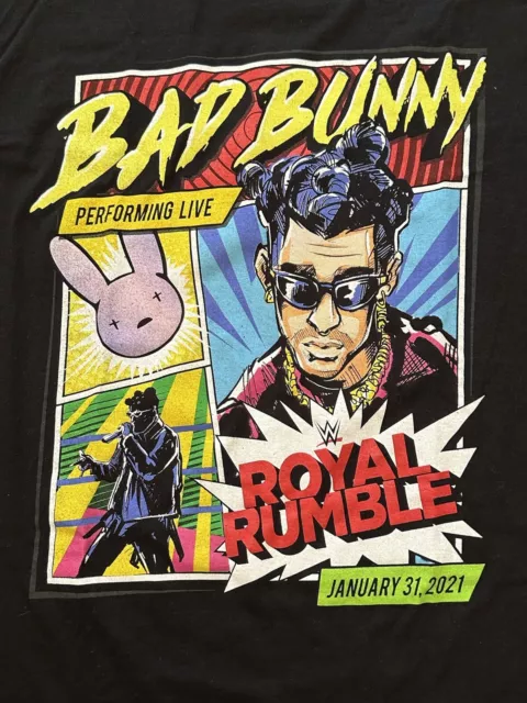 WWE Bad Bunny Royal Rumble 2021 XL Tee WWF WCW ECW AEW TNA NXT