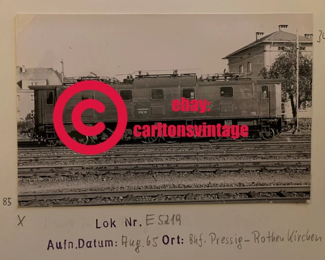 E-Lok E 52 19 Historisches Foto 1965 Bhf Pressig-Rothenkirchen I carltonsvintage