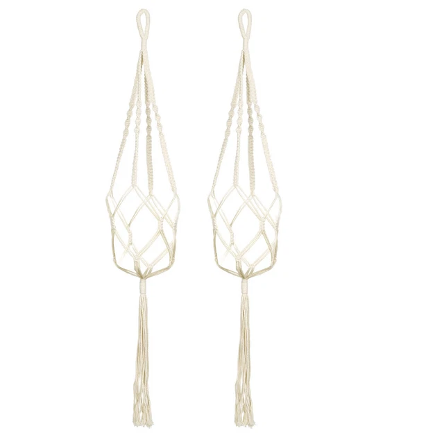 Colonne végétale Macramé Crochet Panier Corde suspension Longueur 39,4Pouce 2pcs