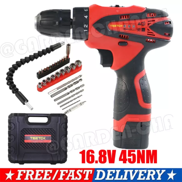 Cordless Combi Drill Electric Driver Screwdriver Set Worklight Li-Ion Battery