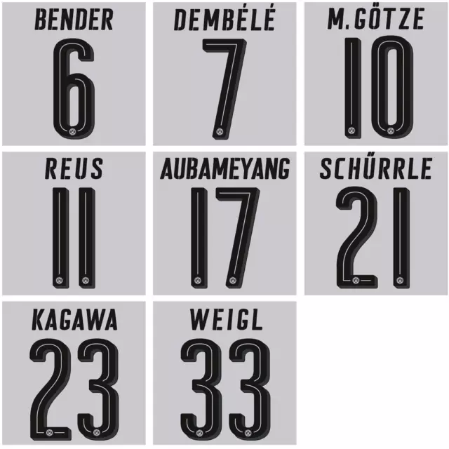 BVB Dortmund Flock Home für gelbe Trikots 2016/2017/2018 Farbe schwarz