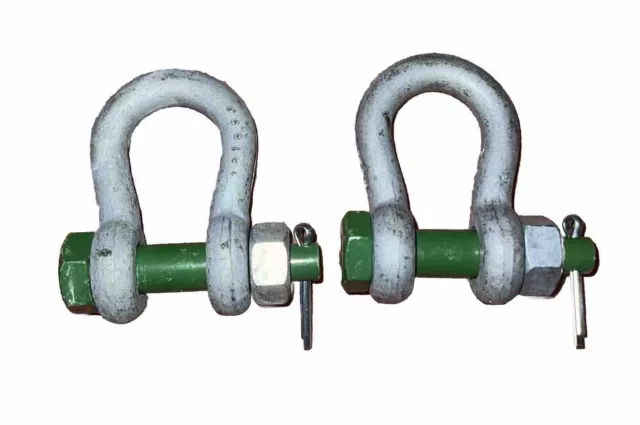 2 X Heavy Duty Holland Green Pin 1/2 Bow Lifting Shackles 2 Tonne 4x4 Recovery