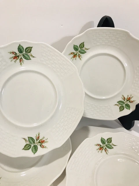 Bareuther Waldsassen Salad Plates Pink Rose Scallop Rim Bavaria Germany Set Of 4